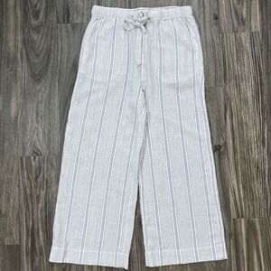 Marine Layer Aly Pants Wide Leg Linen Blend Size Small White Blue Striped